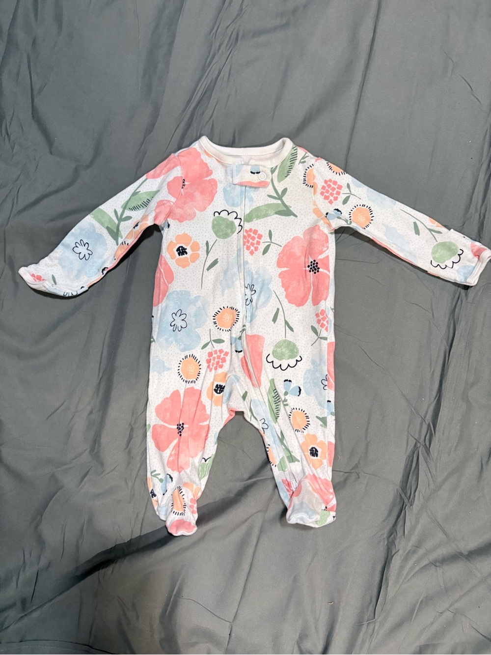 Carter's Floral Footed One-Piece in Pink, Blue & Green